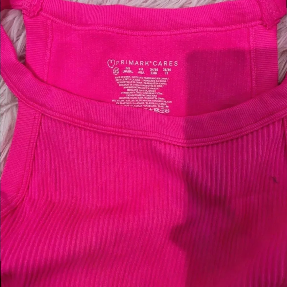 Primark Hot Pink Ribbed Tank Top - Picture 3 of 3